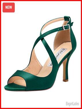 Satin Peep Toe Strappy Heels 3.5-Inch Stiletto Sandals for Wedding Gala